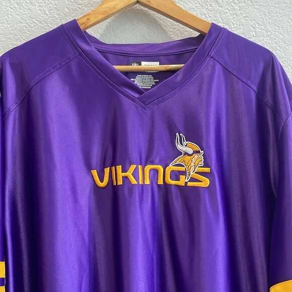 NFL Team Apparel Purple Minnesota Vikings Football Satin V Neck Jersey Size 2XL - Picture 3 of 7